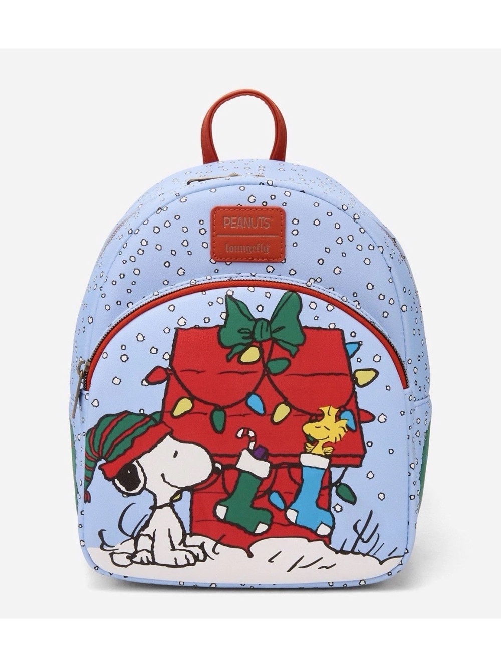 Loungefly Peanuts Snoopy & Woodstock Light Blue Holiday Mini Backpack NEW